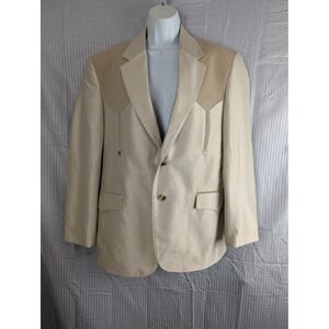 Circle S Western Blazer Jacket Mens 40S Tan Yoke Sport Coat Dallas Texas